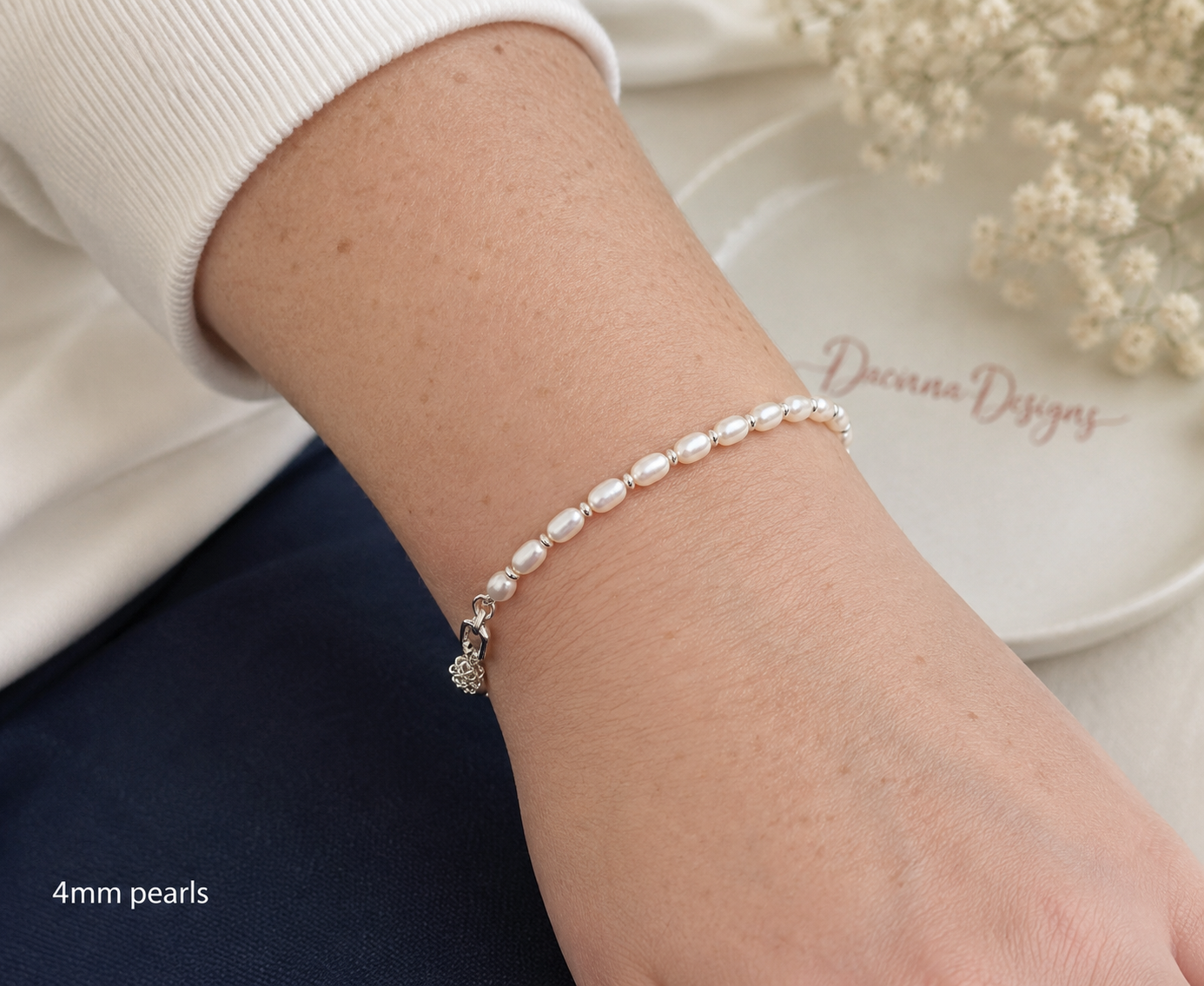 Sterling Silver & Freshwater Pearl Bracelet – Handcrafted Elegance