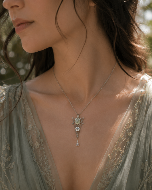 Luthien Necklace | Prehnite and Mother of Pearl