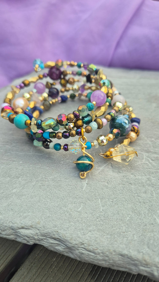 Jewel Tones Memory Wire Bracelet
